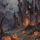Halloween linna, lepakot, kurpitsat - pikkukuva 1