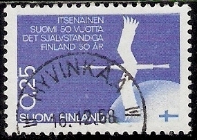 1967 Itsenäinen Suomi 50 v 0,25 mk alareuna LOISTO LaPe 634