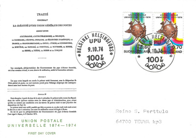 FDC 1974 UPU 100 VUOTTA
