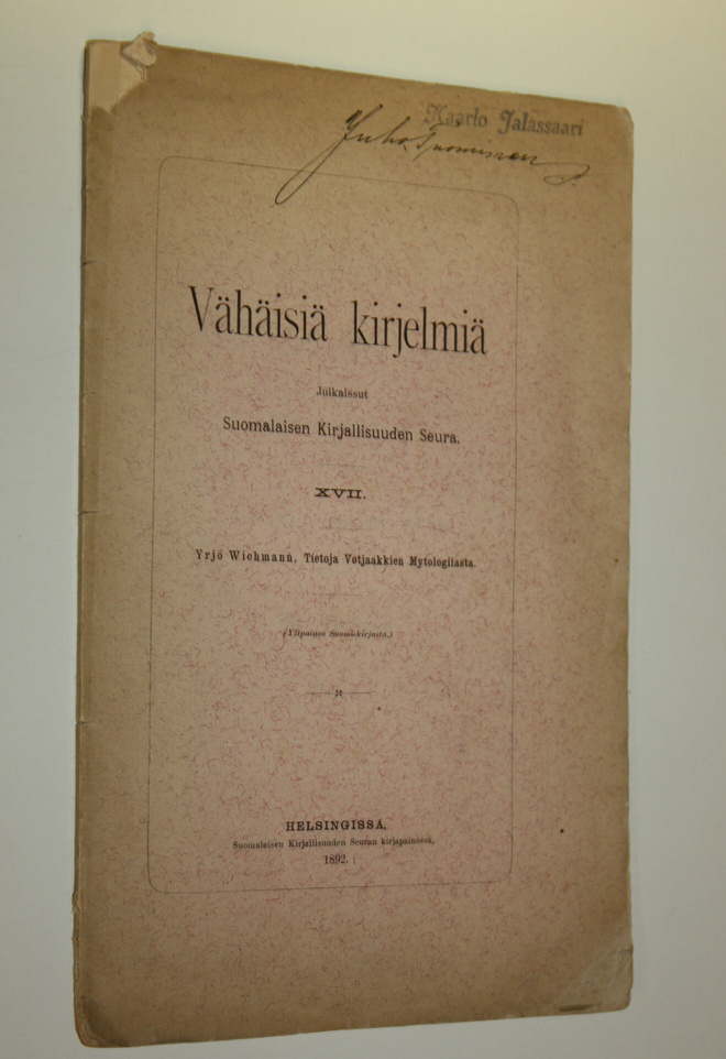 Yrjö Wichmann : Tietoja votjaakkien mytologiiasta : T G A...