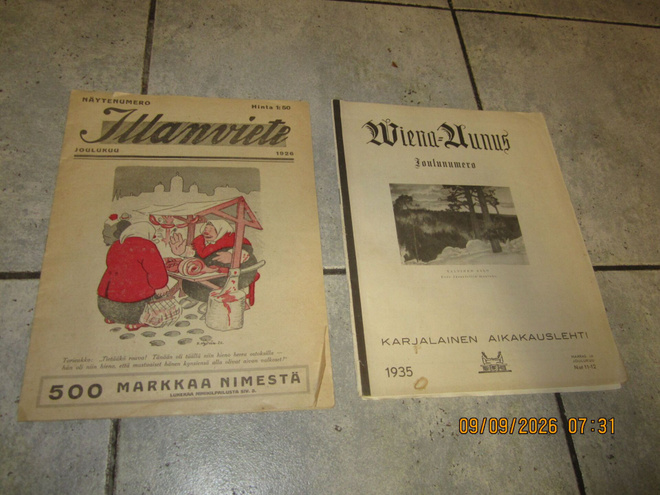 Lehdet Wiena-Aunus 1935 & Illanviete 1926 joulunumerot