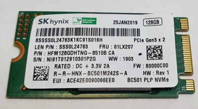 128 Gb  M.2 2242 nvme SSD - lyhyt versio