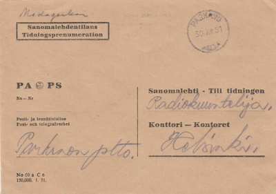 KIRJE, Postin sisäinen postitus 1950 -luvulla, eri postitoim