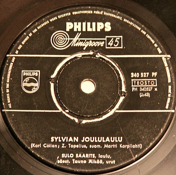 7” SINGLE Sulo Saarits Säest. Tauno Äikää Sylvian Joululaulu