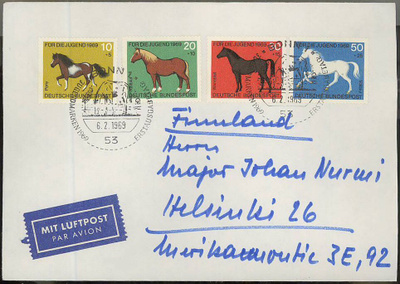 BRD Mi 578-81 FDC Suomeen