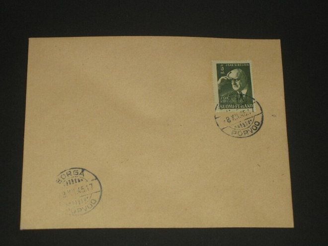 FDC 1945 Sibelius Porvoo 8.12.45 Lape  10e