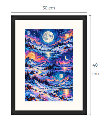Uusi Kuu avaruus art print kehystetty 30 cm x 40 cm