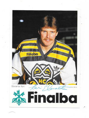 1988 HC Lugano Teamissued #17 Kari Eloranta , Pelicans Auto