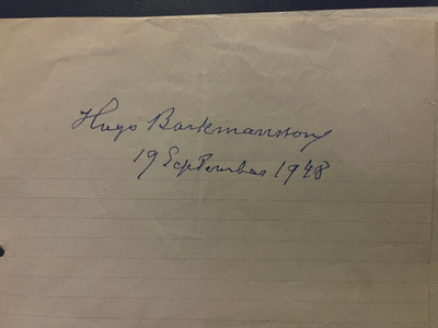 Taiteilija Hugo Backmanssonin nimikirjoitus