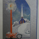 Kirkko, kynttilä, hopeatausta, joulupk, p. 1936 - pikkukuva 1