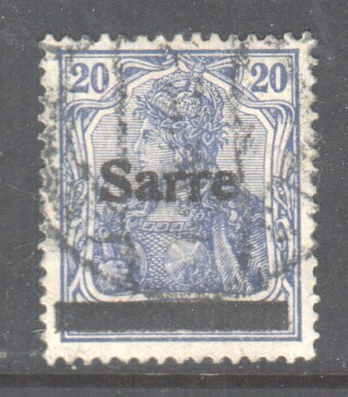 Saksa Saar 1920 Mi 9 leimattuna
