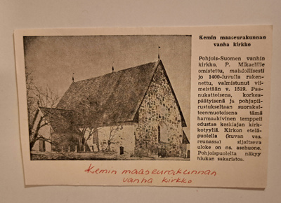 Kemi, Maaseurakunnan vanha kirkko, käsipostia