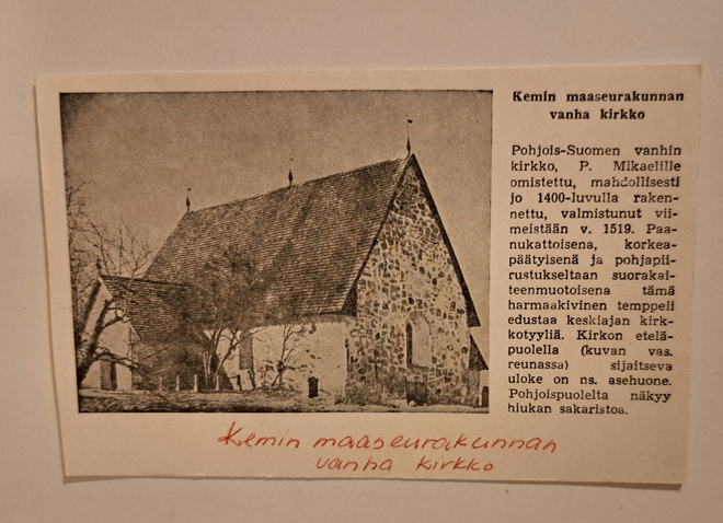 Kemi, Maaseurakunnan vanha kirkko, käsipostia