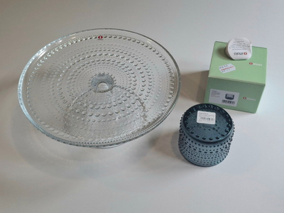 Iittala Kastehelmi kakkujalusta 24 cm ja tuikku