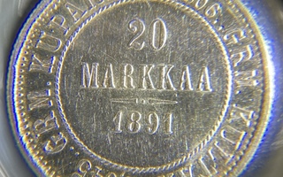20 mk 1891 Suomi kultaraha - Aleksanteri III