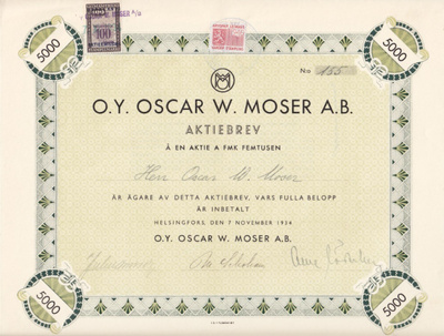 OKK 1934 Oscar W. Moser Oy, Helsinki
