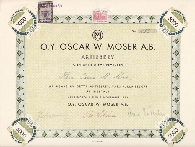 OKK 1934 Oscar W. Moser Oy, Helsinki