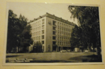 Vaasa, Suomen Pankki, vanha mv valokuvapk, p. 1956