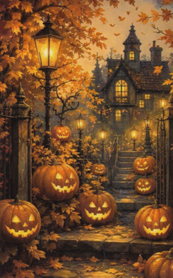 Halloween kurpitsat rappusilla