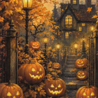 Halloween kurpitsat rappusilla - pikkukuva 1