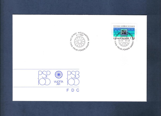 FDC Postipankki 100 v..Helsinki 2.1.1987