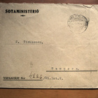 1921 Sotaministeriö vapaakirje Tampereelle - pikkukuva 1