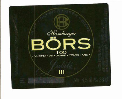 Hamburger Börs 100 vuotta Jubilee III Olut - olutetiketti