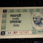 India Intia Gandhi kylaraha 1 Rupee UNC - pikkukuva 1