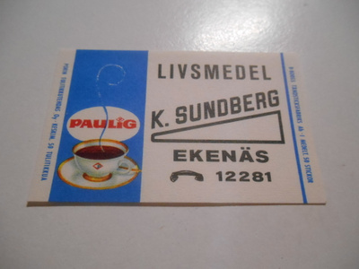 TT Etiketti Paulig Livsmedel K.Sundberg Ekenäs