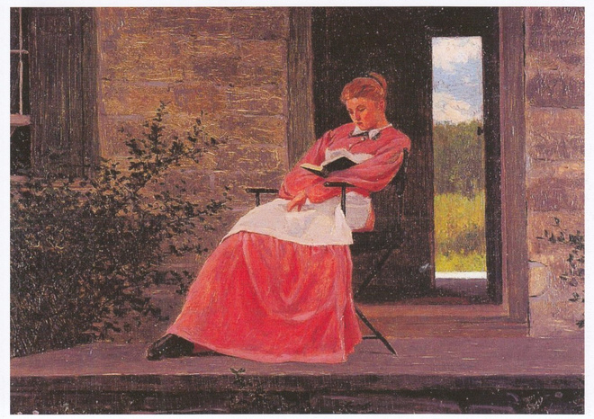 Winslow Homer: Lukeva nainen kuistilla