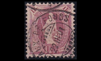 Sveitsi 63D o Seisova Helvetia 1 F purppura (11½:12) (1882)