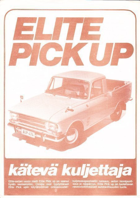 Moskvitsh Elite Pick Up -esite 70-luvun lopusta