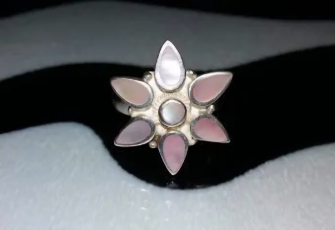 Hopea Ruusu sormus pinkki kivi 925