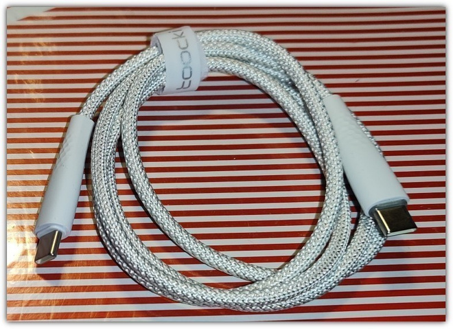 USB C - USB C - valkoinen punottu PD 60W kaapeli / 1m
