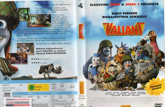 Valiant	(7 406)	k	-FI-	DVD	suomik.				1 dvd,