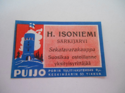 TT Etiketti Puijo H.Isoniemi Särkijärvi