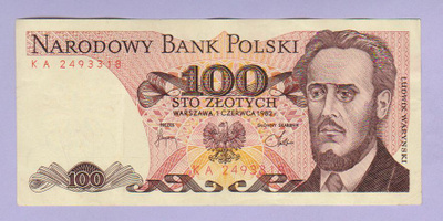 Puola 100 Zlotych v.1982 UNC P-143d