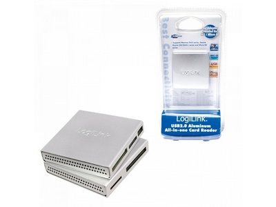 LogiLink USB 2.0 All-in-One Muistikortinlukija, harmaa *UUSI