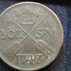 2 öre 1747 SM. Adolf Frederik . Ruotsi-Sweden - pikkukuva 1