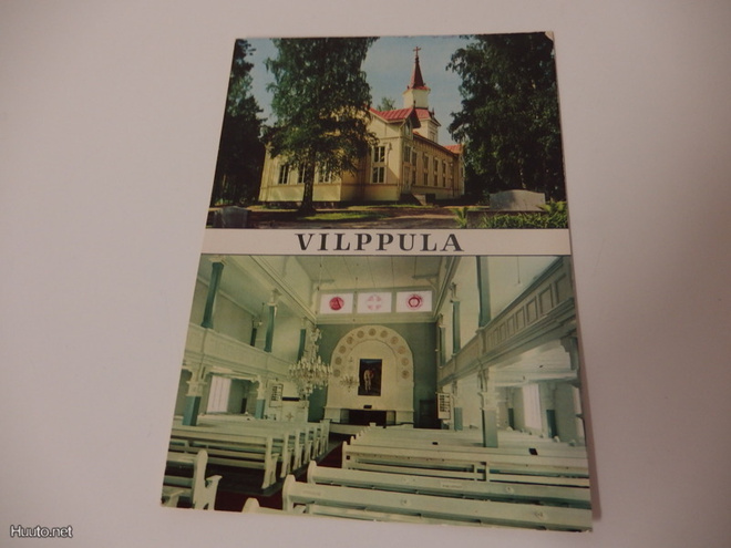 Vilppulan kirkko, sisäkuva ja ulkokuva. Kulkenut