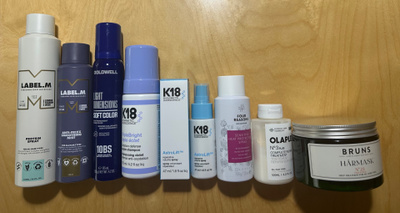 Kosmetiikkapaketti hiustenhoito K18, Olaplex, Label.m, ym
