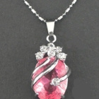 884 .. Silver Pink Crystal Riipus Ketju + .. Kaulakoru - pikkukuva 5