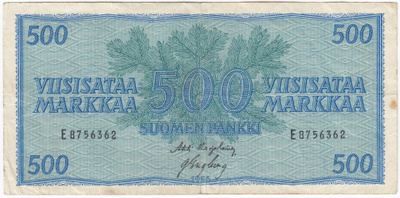 500 Markkaa 1956 E-sarjaa, kl.4