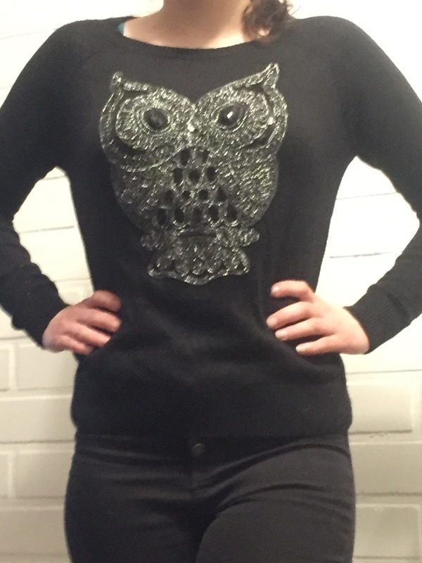 H&M musta pöllö neule koko XS/S
