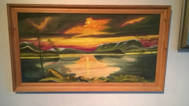 Maisema Öljyvärimaalaus, signeeraus V. Siljavuo-1983
