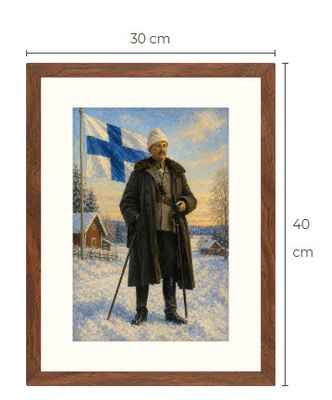 Uusi Mannerheim art print kehystetty 30 cm x 40 cm
