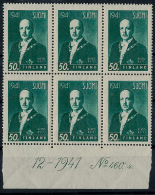 1941 Ryti 50p nro-6lo ++  nro-6lo ++