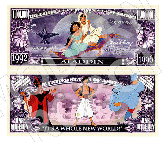 UUSI ALADDIN (1992) SETELI * DOLLARI - ILMAINEN TOIMITUS