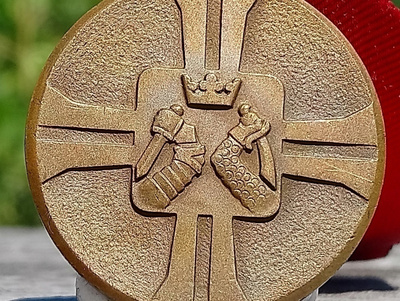 Karjala mitali. Leimalla. Siisti nauha. Pronssia. Halkaisija