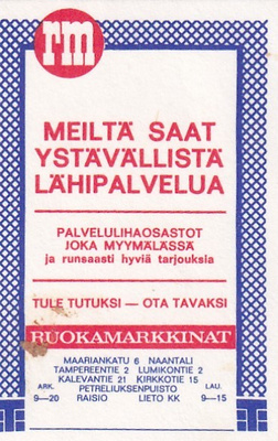 Ruokamarkkinat, Naantali,  Raisio, Lieto kk  b501